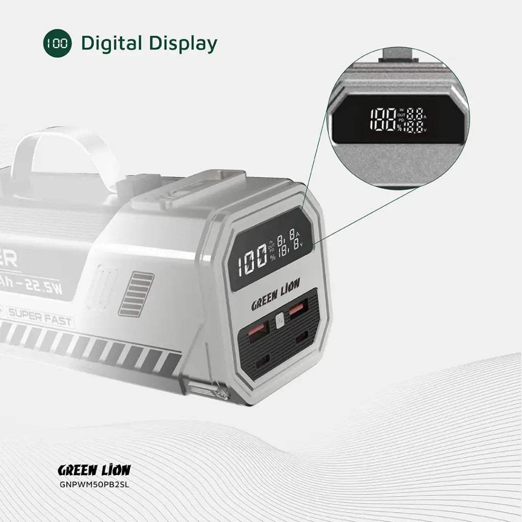 Green Lion 50000mAh Power Bank 22.5W - Silver - Byte Store