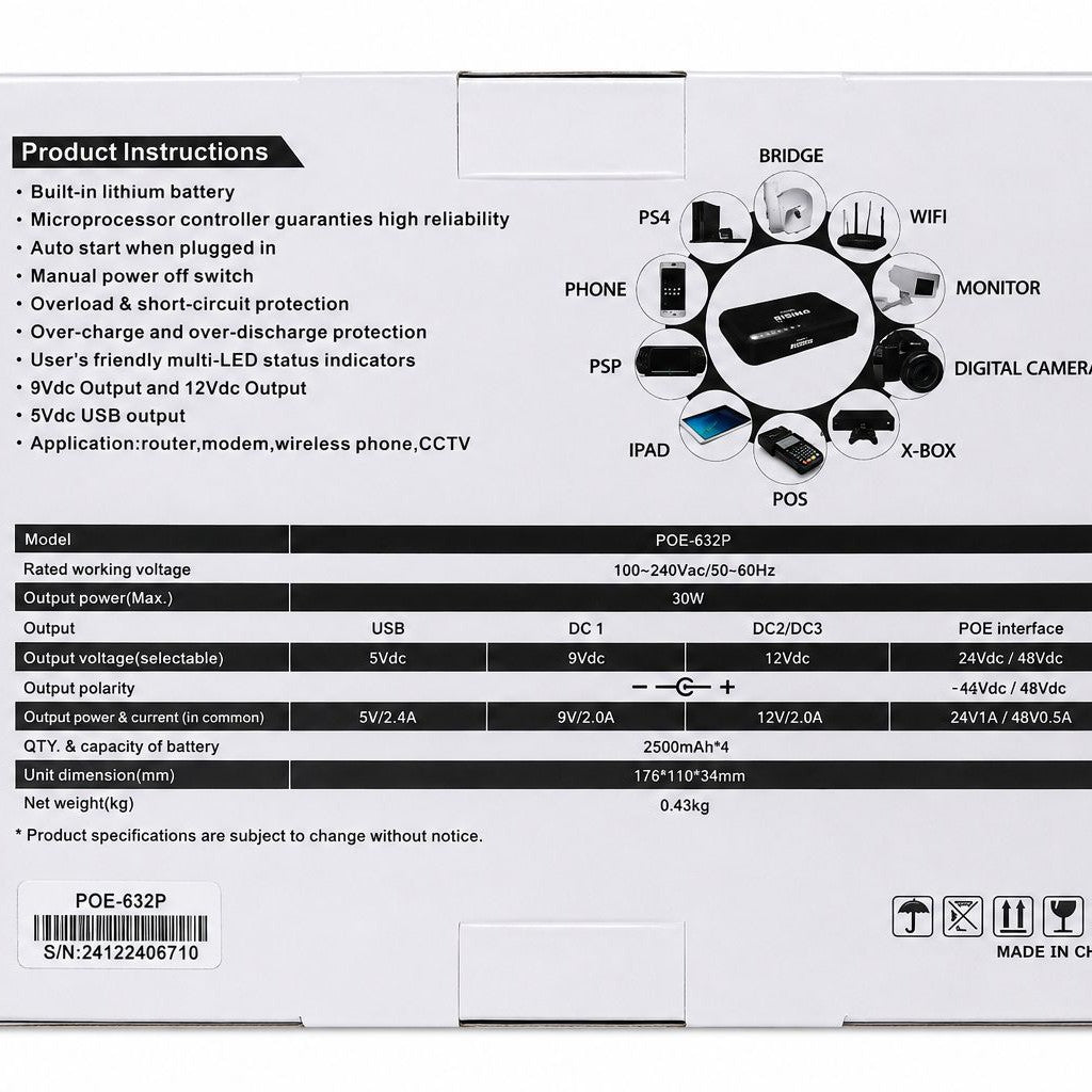 Combo Rising POE-632P 30W 10000mAh Router Mini UPS - Byte Store