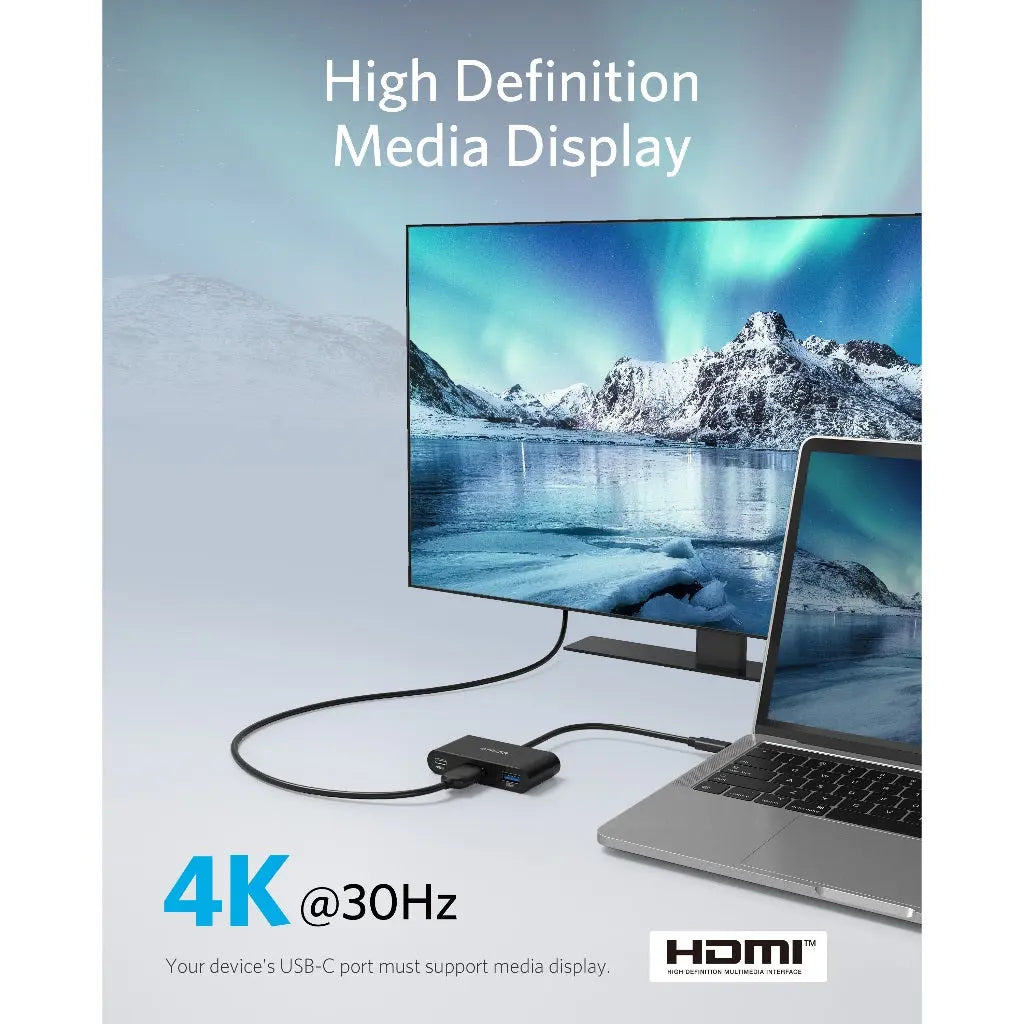 Anker PowerExpand 3-in-1 USB-C PD Multi-Function Hub with 4K HDMI, 100W PD Adapter