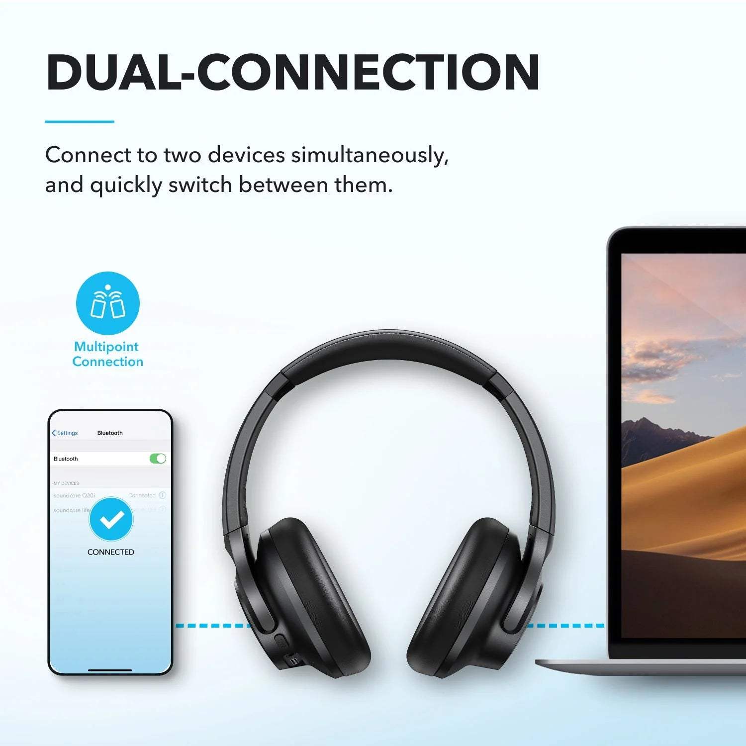 Anker Soundcore Q20i Hybrid Active Noise Cancelling Headphones - Byte Store