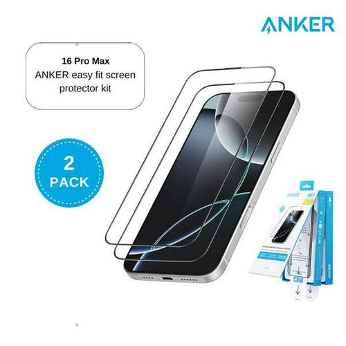 Anker easy fit screen protector kit (HD,2-Pack) for iPhone 16 Pro Max - Byte Store