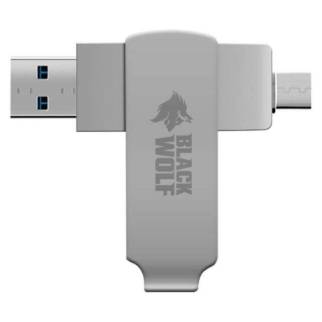Black Wolf : 128GB 2-in-1 (USB-C & USB-A 3.2) Flash Drive - Byte Store