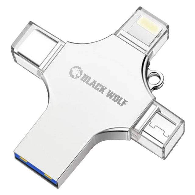 Black Wolf 4-in-1 Flash Drive 64GB - Byte Store