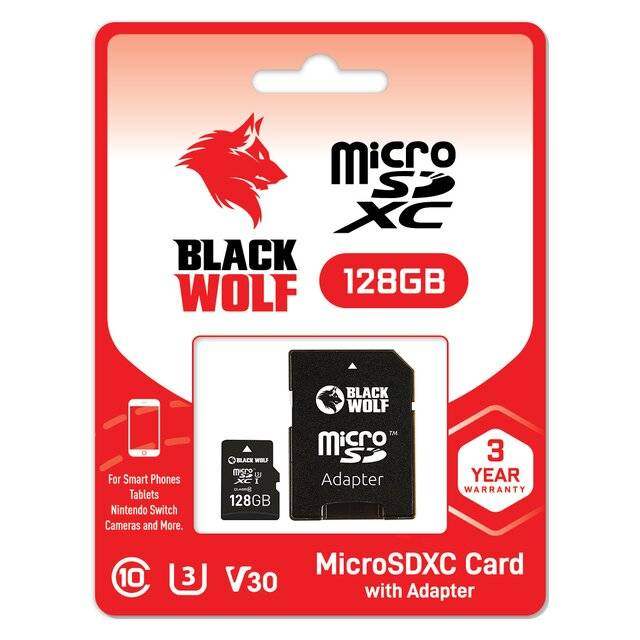 Black Wolf MicroSDXC Card (128GB) - Byte Store