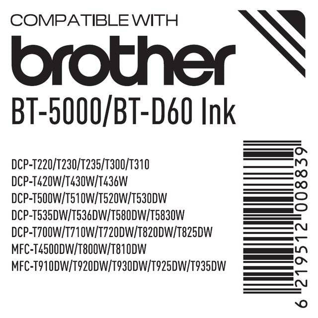 Tiger BT-5000 / BT-D60 CMYK Ink Refill 100ml x4 for Brother Printers - Byte Store