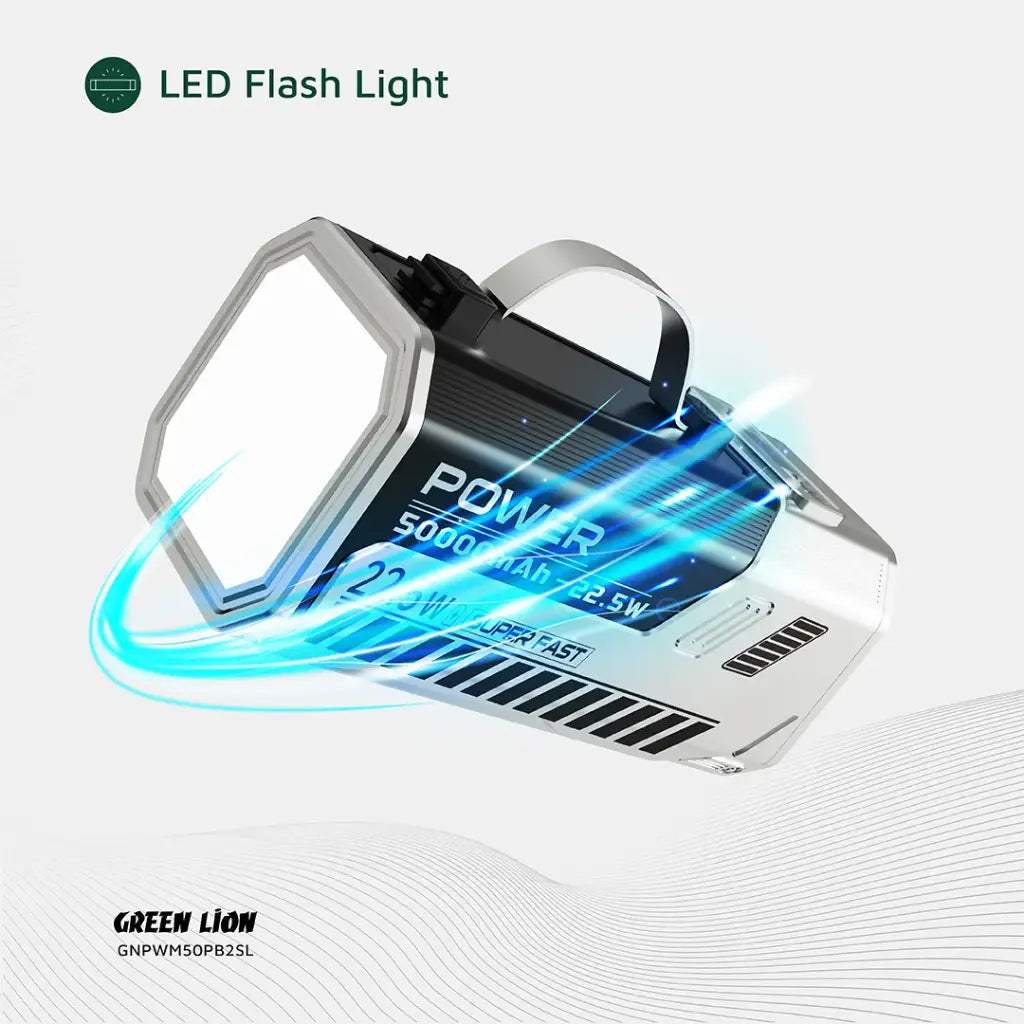 Green Lion 50000mAh Power Bank 22.5W - Silver - Byte Store