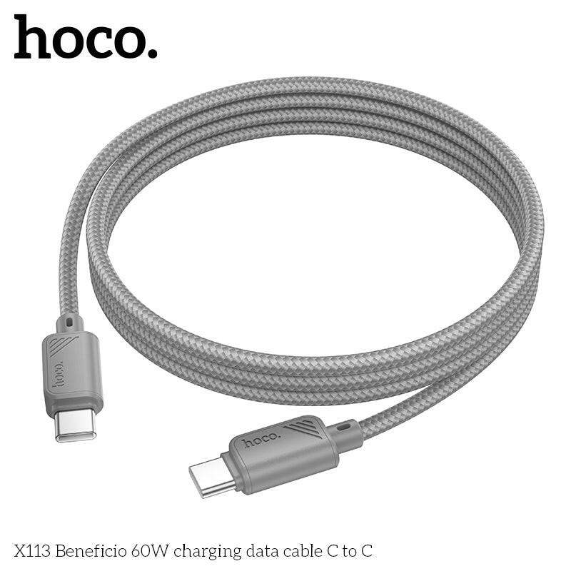 Hoco X113 Braided 60W Fast Charging Data Cable USB-C to USB-C - Byte Store