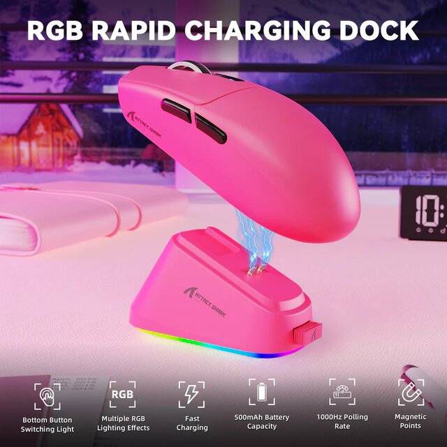 Attack Shark G3 Pro Tri-Mode Gaming Mouse (Berry Red) - Byte Store