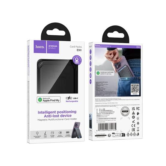 Hoco E91I Smart Magnetic Wallet Tracker with Apple Find My & Phone Stand - Byte Store