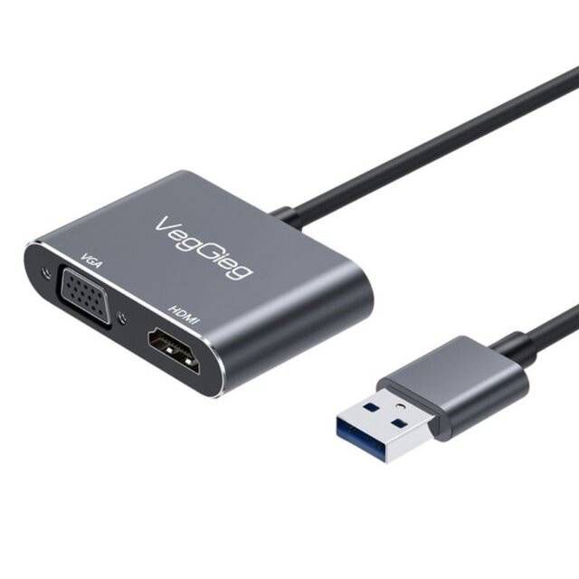 VegGieg V-Z918 USB 3.0 to HDMI + VGA Converter - Byte Store