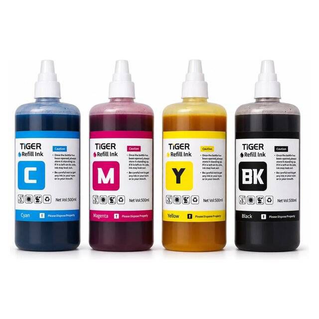 Tiger BT-5000 / BT-D60 CMYK Ink Refill 500ml x4 for Brother Printers - Byte Store
