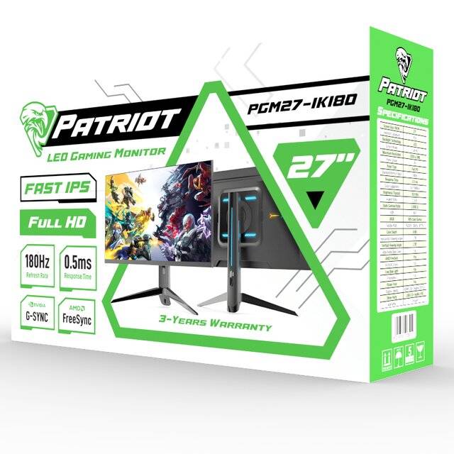 Patriot 27" FHD 180Hz 0.5ms Gaming Monitor