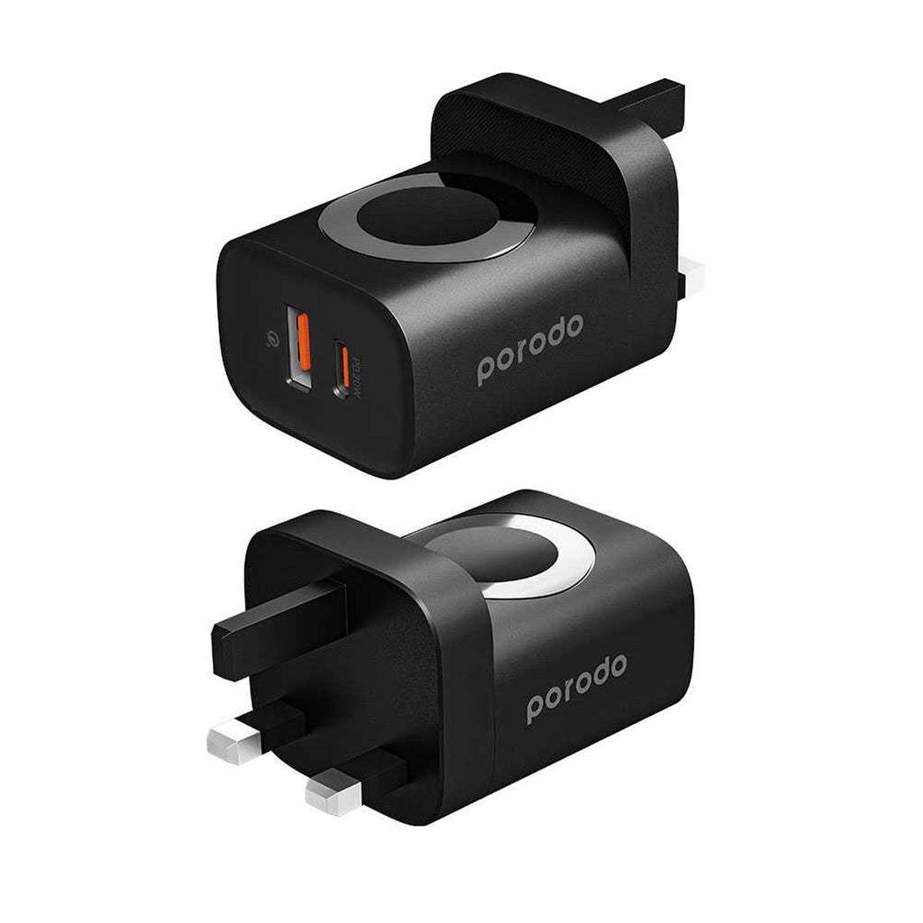 Porodo Dual Port Multi-Device Wall Charger With Integrated Watch Charger - Byte Store