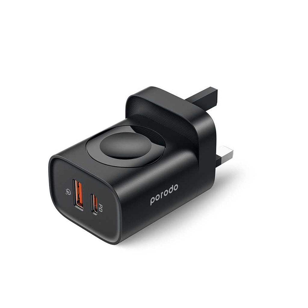 Porodo Dual Port Multi-Device Wall Charger With Integrated Watch Charger - Byte Store