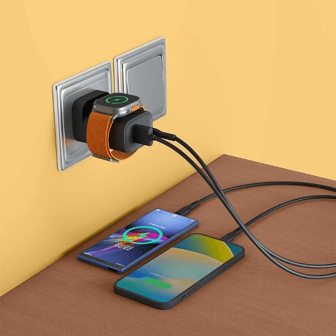 Porodo Dual Port Multi-Device Wall Charger With Integrated Watch Charger - Byte Store