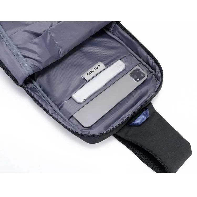 Porodo Lifestyle Sling Bag with Finger Print, Apple Find My Locator, and USB type - Byte Store