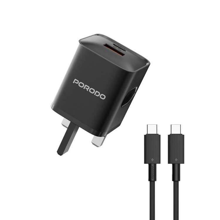 Porodo PD+QC 20W UK Charger with Type-C to C Cable - Byte Store