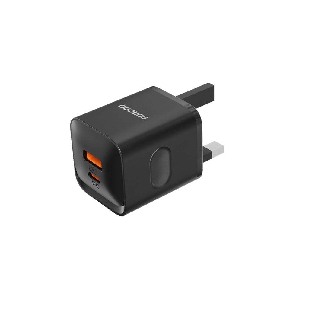 Porodo PD+QC 20W UK Dual Port Fast Charger - Byte Store