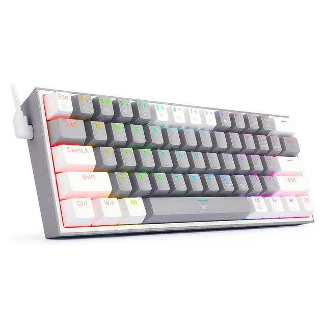 Redragon Fizz K617 Mechanical Keyboard (Arabic and English) (Gray & White) - Byte Store