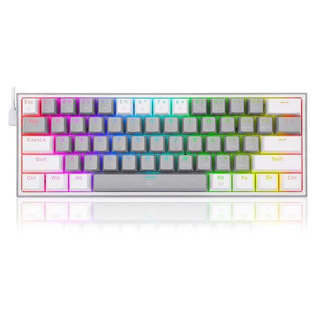 Redragon Fizz K617 Mechanical Keyboard (Arabic and English) (Gray & White) - Byte Store
