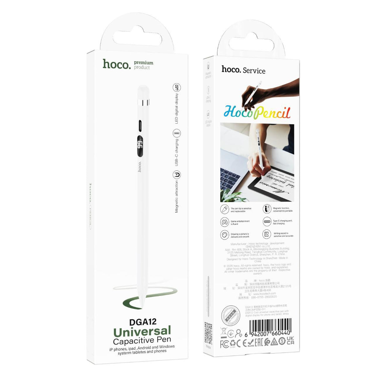Hoco DGA12 Universal Capacitive Stylus Pen with LED Display - Byte Store