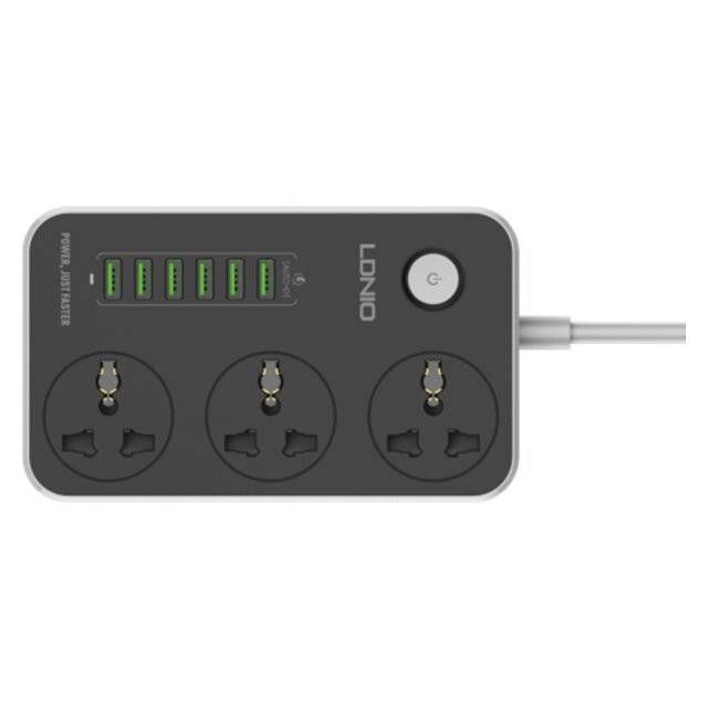 Ldnio SC3604 2500W Power Strip 3 Sockets 6 USB 2m - Byte Store
