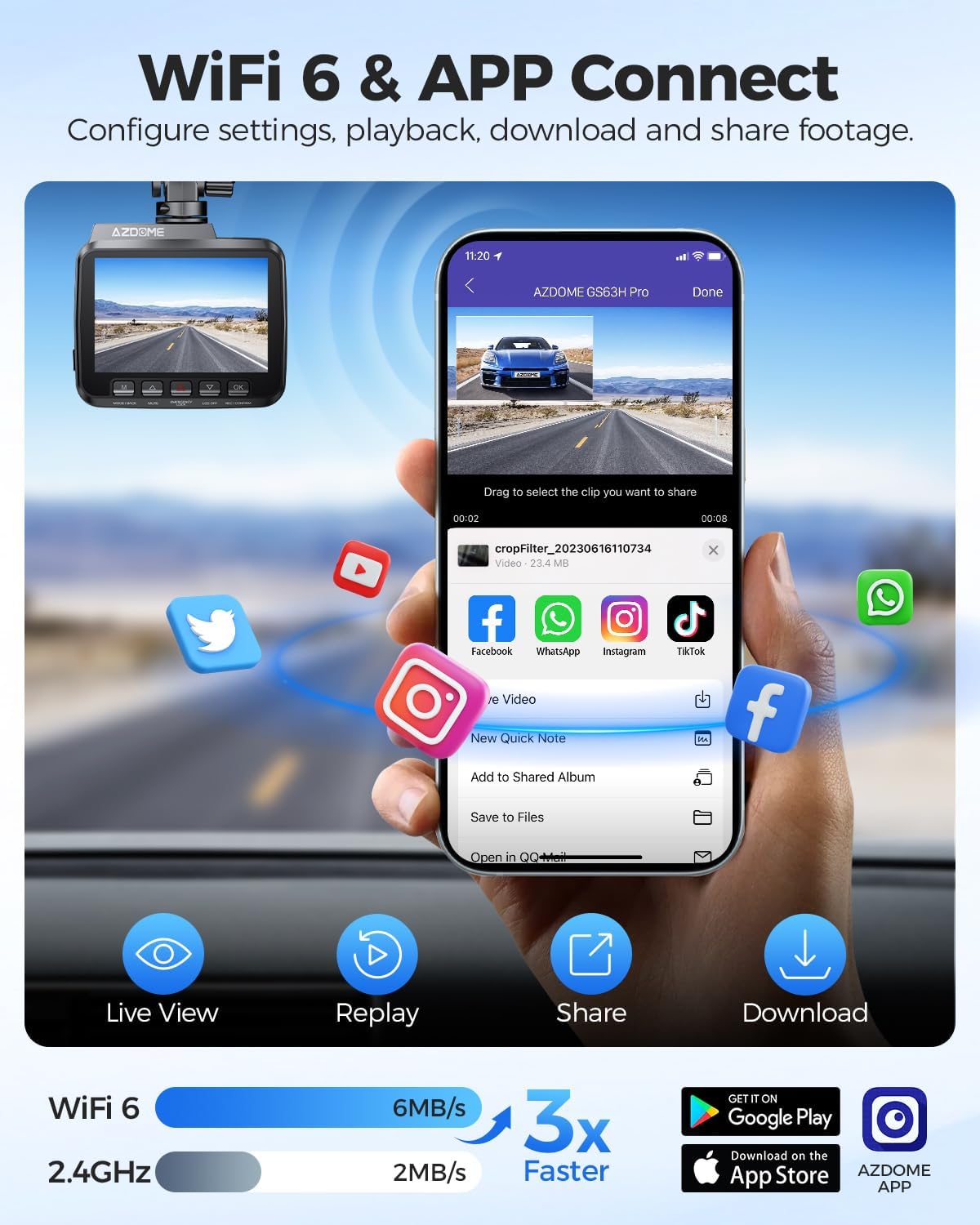 AZDOME GS63H Pro 4K 2 Channel Dash Cam + Free 64GB MicroSD Card