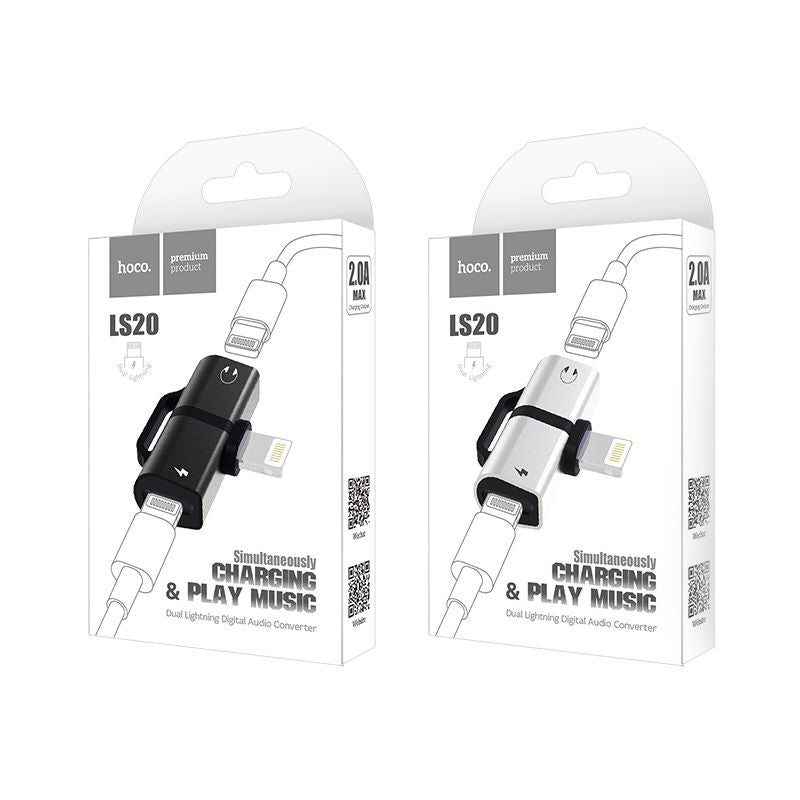 Hoco LS20 Lightning Charging & Audio Adapter - Byte Store
