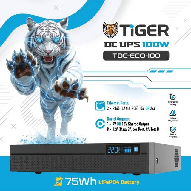 Tiger TDC-ECO-100 100W DC UPS 24000mAh - Byte Store