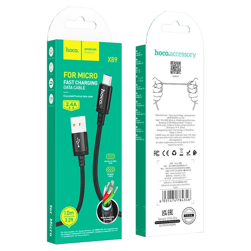 Hoco X89 USB-A to Micro-USB Cable 1m - Byte Store