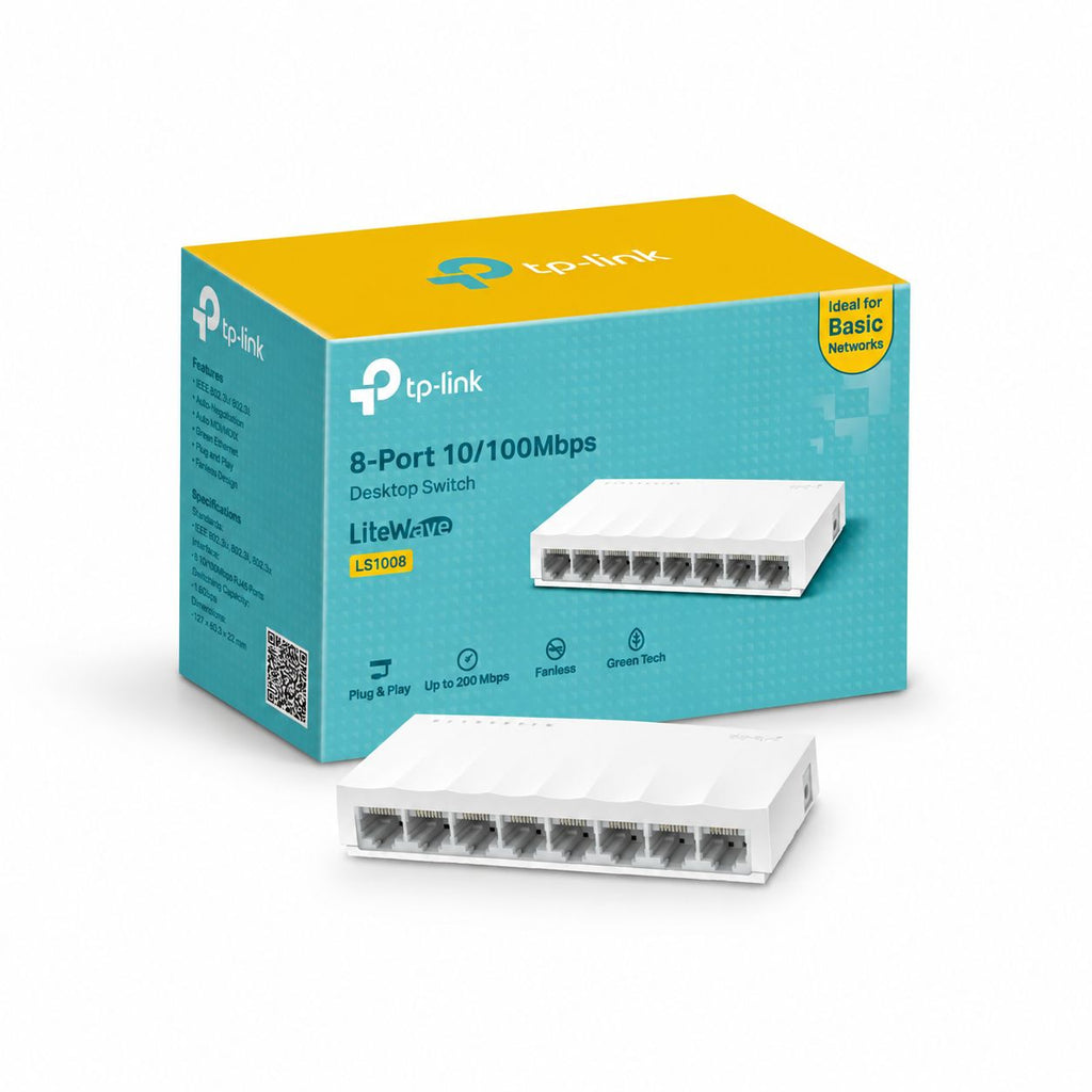 TP-Link LS1008 8-Port 10/100Mbps Desktop Switch - Byte Store